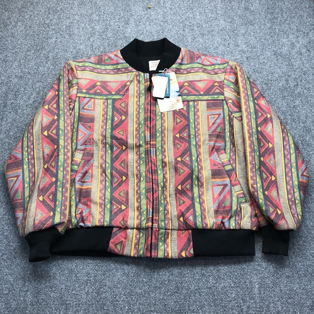 Vintage Saddle King Western Jacket Mens XL Aztec Bomber Lined Insulated USA 90s
